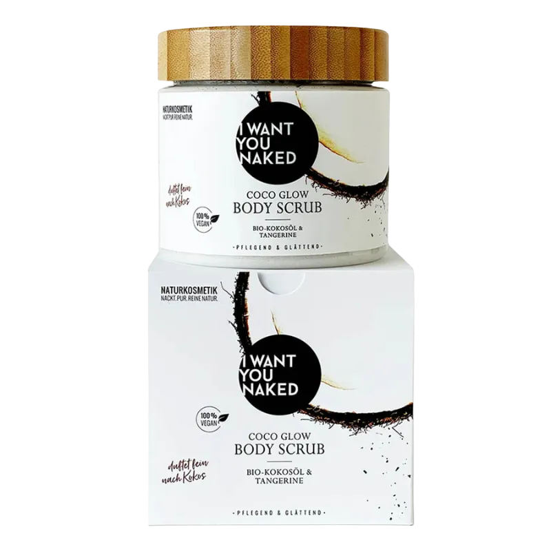 COCO GLOW BODY SCRUB avec de l'huile de coco bio et de la mandarine