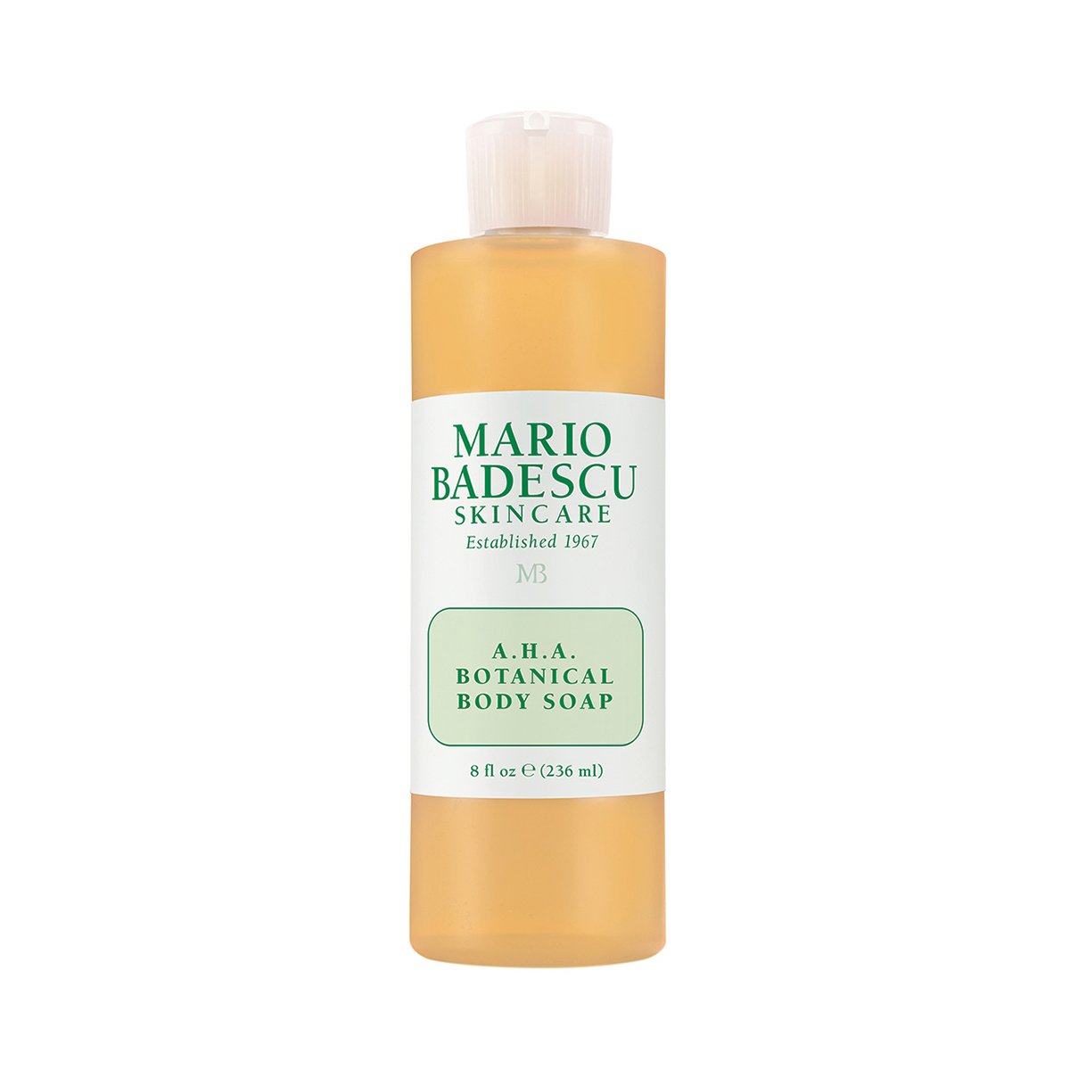 10401_0 Flasche Mario Badescu A.H.A. Botanical Body Soap, 236 ml, auf weißem Hintergrund.