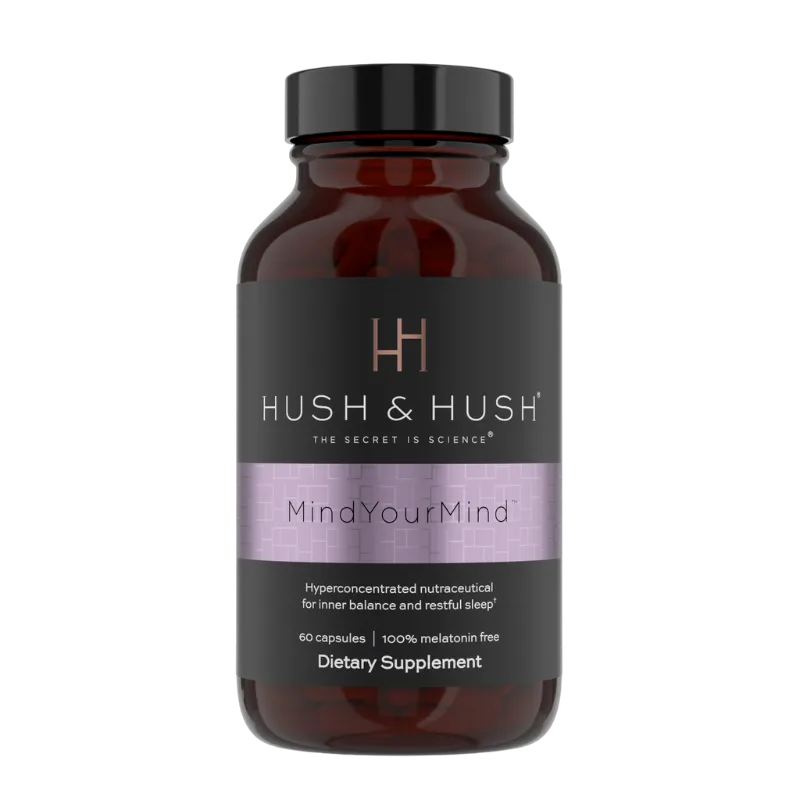 Hush & Hush MindYourMind Nahrungsergänzungsmittel, 60 Kapseln, für innere Balance und erholsamen Schlaf, 100% Melatonin-frei.