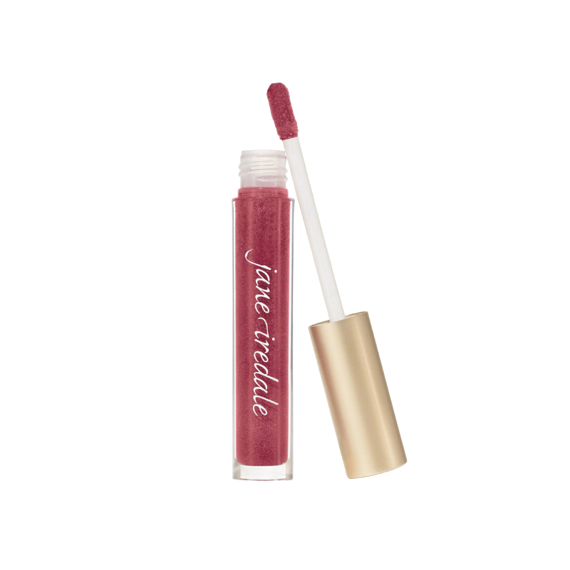HydroPure Hyaluronic Lip Gloss in Cosmo mit Applikator, goldener Deckel, Marke Jane Iredale.