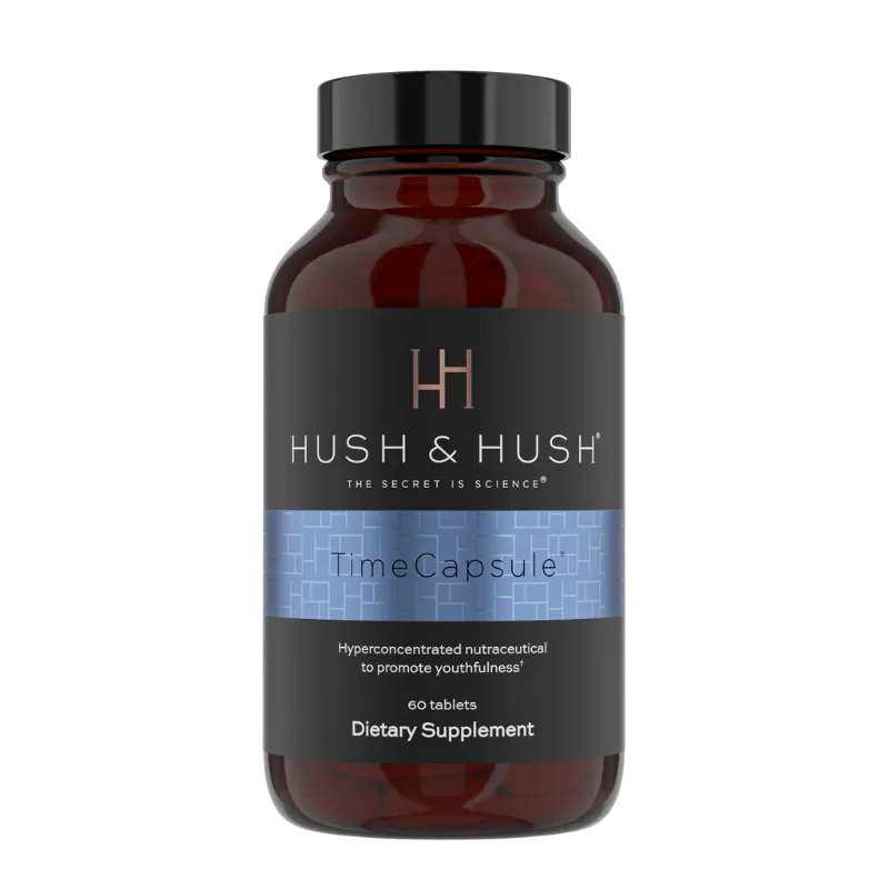 Hush & Hush TimeCapsule Nahrungsergänzungsmittel, 60 Tabletten, zur Förderung der Jugendlichkeit.