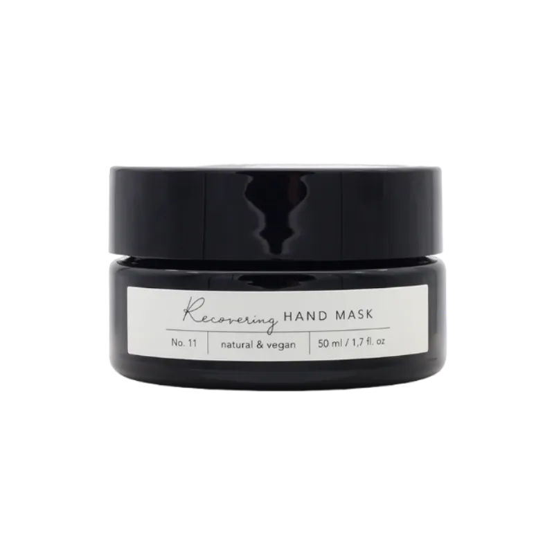 Schwarze Dose mit Recovering Hand Mask No. 11, 50 ml, natürlich und vegan.