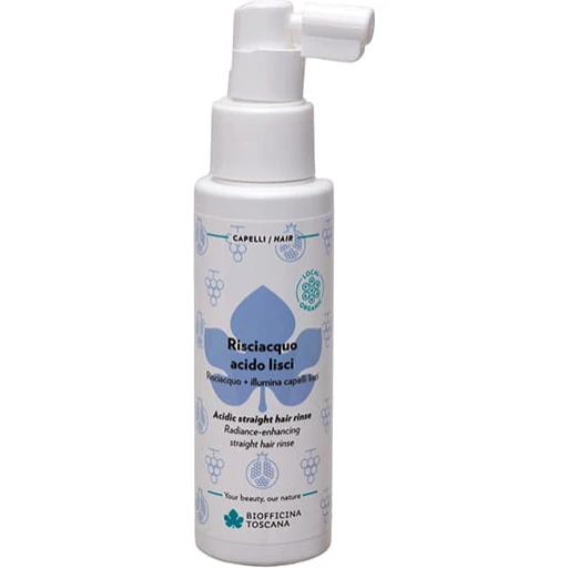 Flasche mit saurer Haarspülung von Biofficina Toscana, 150 ml, für glattes und glänzendes Haar.