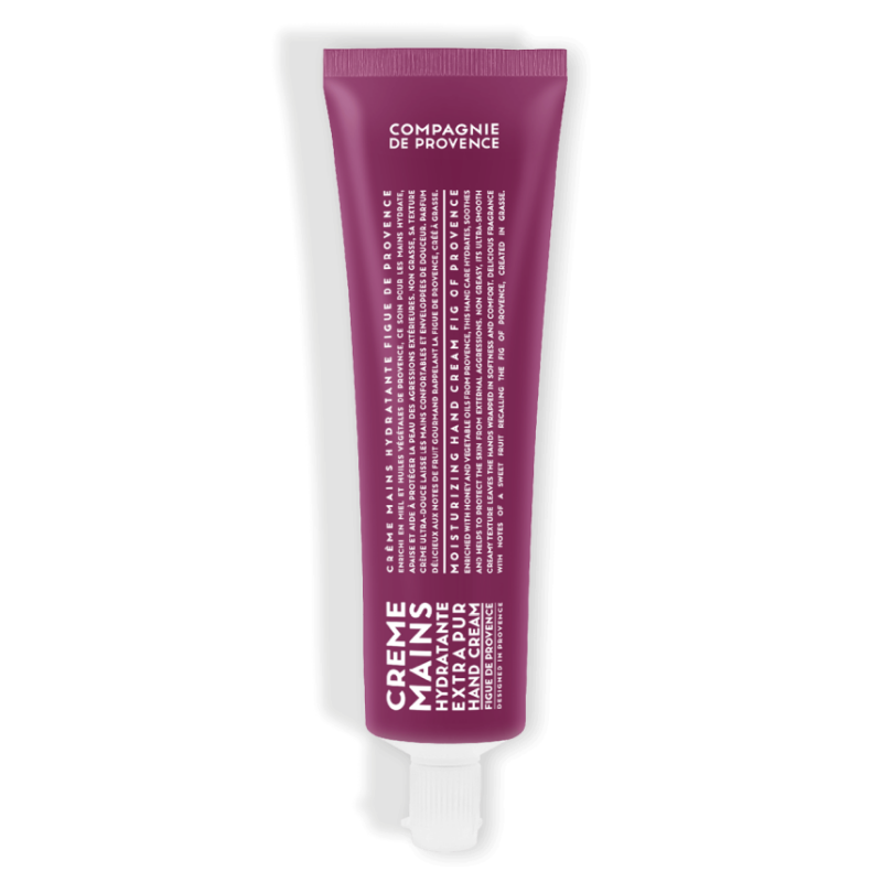 HAND-CREAM-100ML-FIG-OF-PROVENCE Handcreme 100ml von Compagnie de Provence in einer lila Tube mit weißer Schrift.