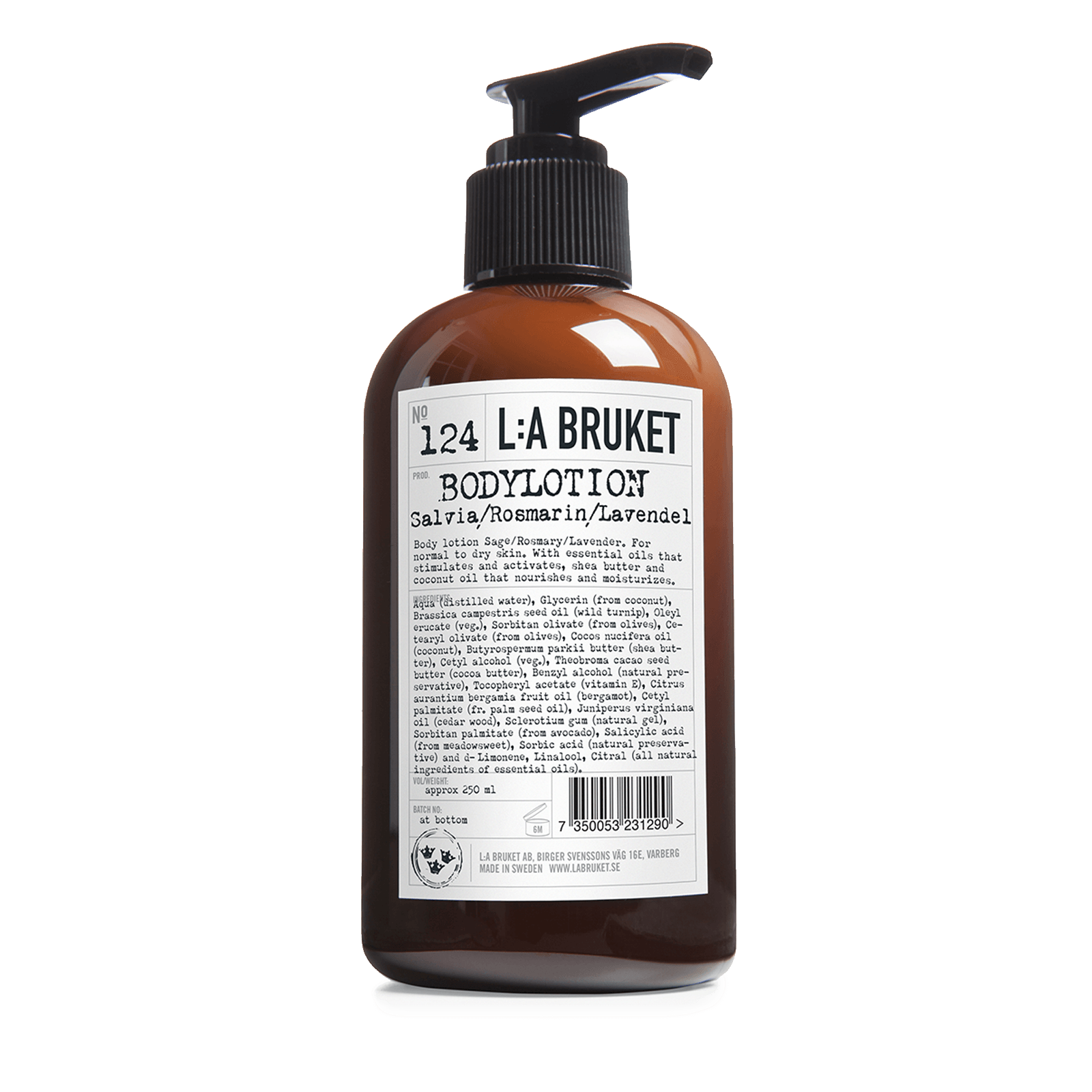 L-A-BRUKET-No-124-Bodylotion-Sage-Rosemary-Lavender-250ml No. 124 NOUVELLE Lotion Corporelle Sauge/Romarin/Lavande NOUVEAU