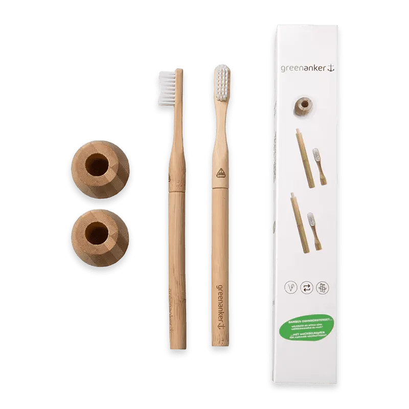 Set de brosses à dents en bambou avec 2 têtes de rechange