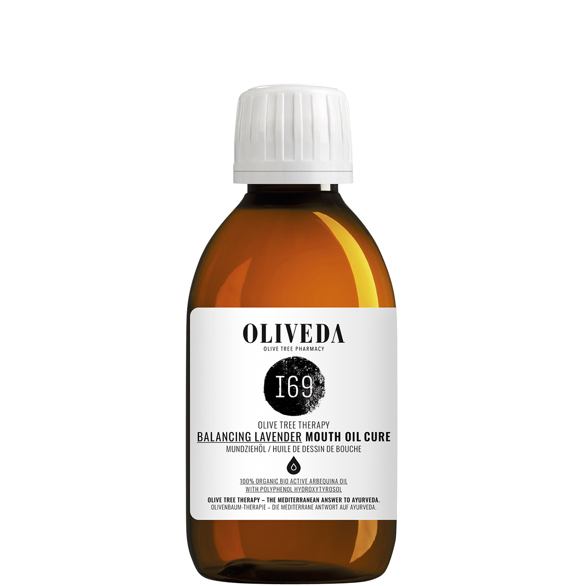 OLIVEDA_1200x1200_72dpi_I69_MouthOil_Lavender_200ml I69 Huile de tirage buccal Équilibrante Lavande