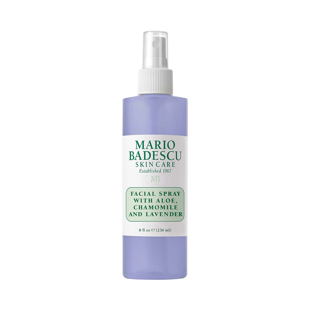 Flasche Mario Badescu Gesichtsspray mit Aloe, Kamille und Lavendel, 236 ml.