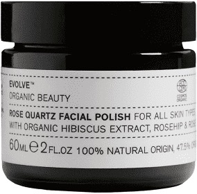 Evolve Organic Beauty Rose Quartz Facial Polish, 60ml, für alle Hauttypen, mit Hibiskus-Extrakt, Hagebutte und Pfirsich.
