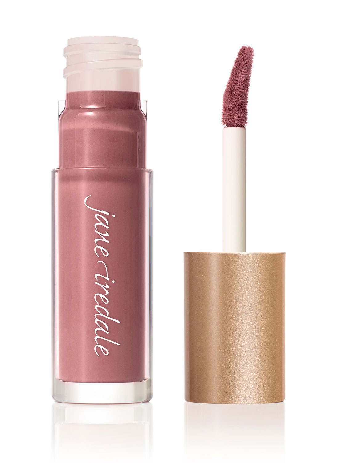 Jane Iredale Lip Stain in der Farbe Muse, geöffnete Verpackung mit Applikator.