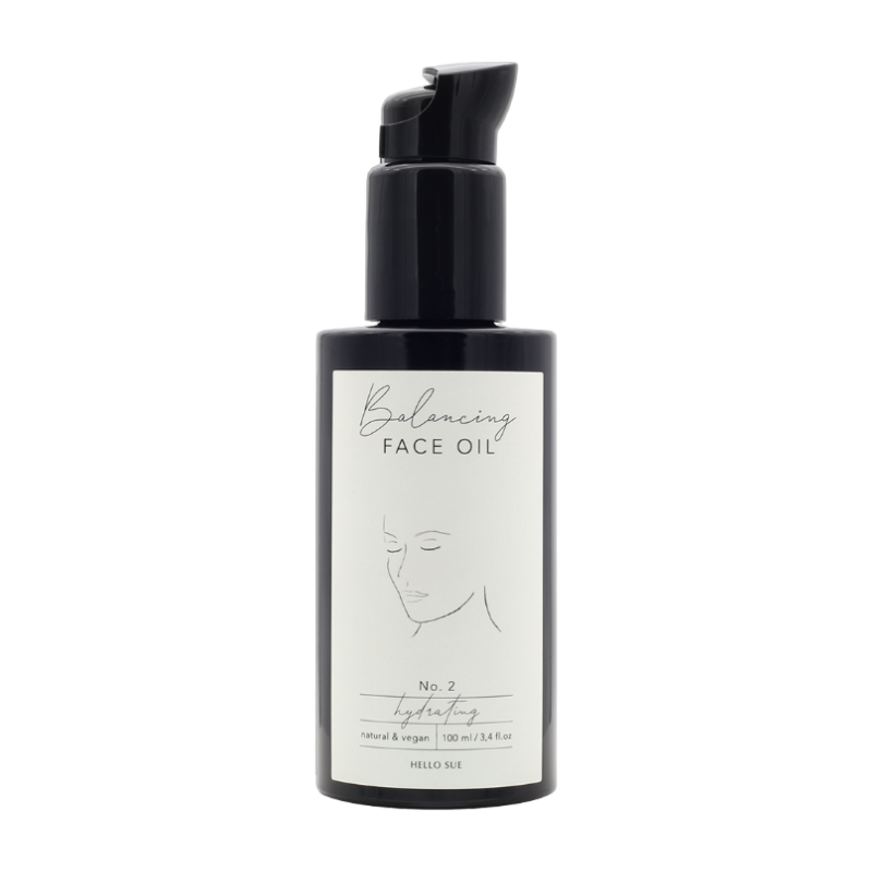 Flasche mit Balancing Face Oil No. 2 von Hello Sue, 100 ml, vegan und natürlich.