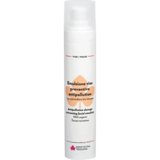 Flasche mit Emulsione viso preventiva antipollution, Bio-Extrakt, 50 ml, von Officina Toscana.
