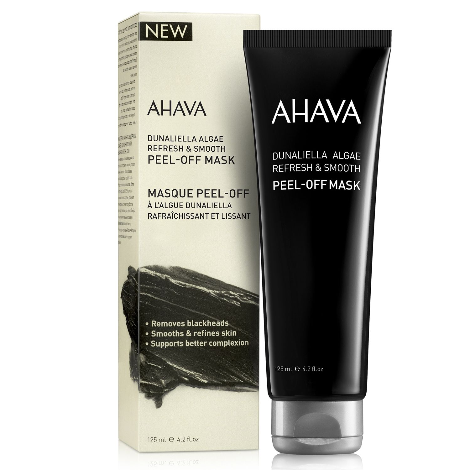 image_112329_1 AHAVA Dunaliella Algae Peel-Off Maske, 125 ml, entfernt Mitesser, glättet und verfeinert die Haut, unterstützt einen klaren Teint.