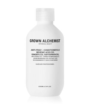 Grown Alchemist Anti-Frizz Conditioner 0.5, 200 ml Flasche, weiße Verpackung mit schwarzem Text.