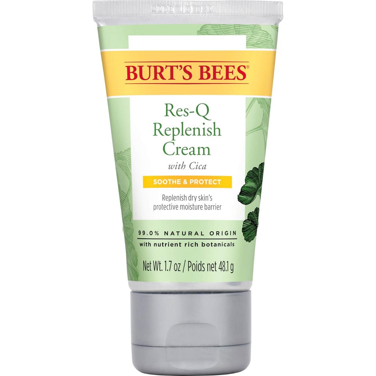 Burt's Bees Res-Q Replenish Cream mit Cica, 1.7 oz Tube, beruhigt und schützt trockene Haut.