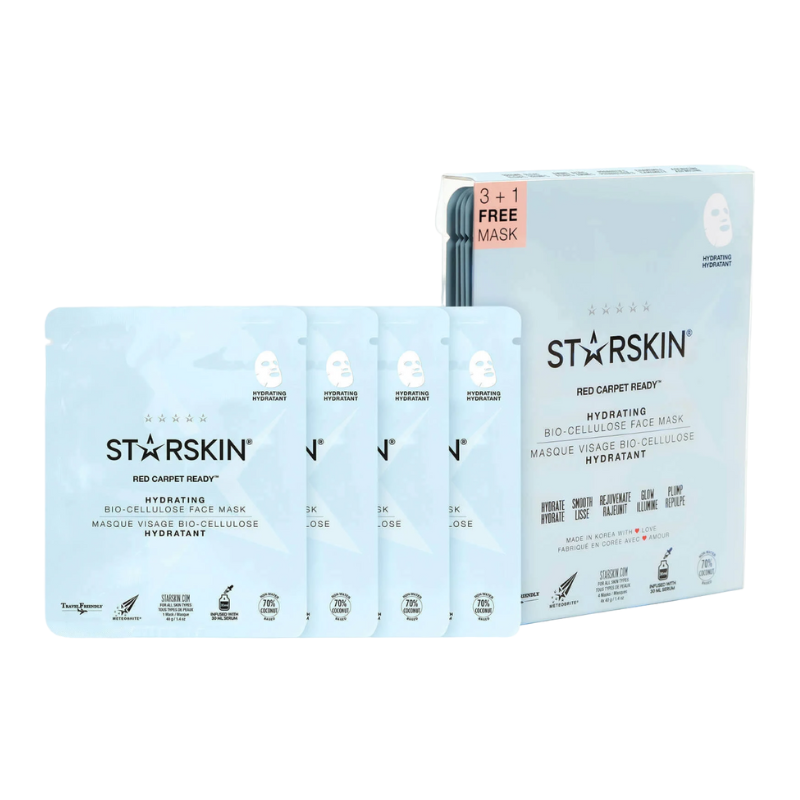 STARSKIN Red Carpet Ready Hydrating Bio-Cellulose Mask, 3+1 Pack, Produktbild.