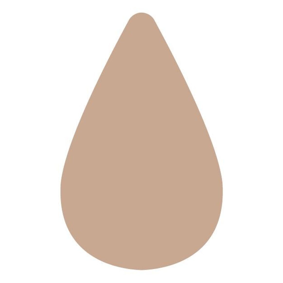 Beige Tropfenform auf weißem Hintergrund.