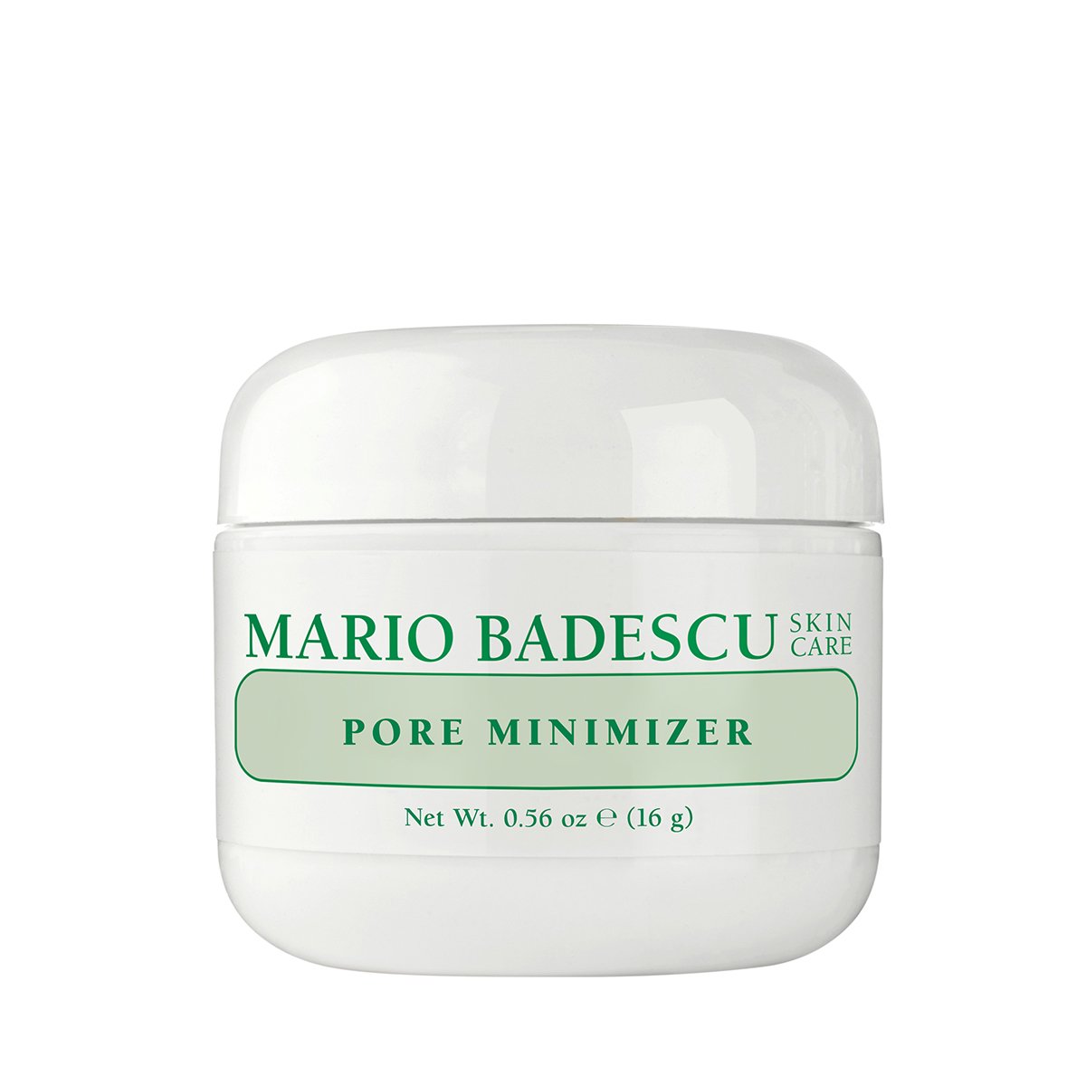 Weißer Tiegel mit grünem Aufdruck "Mario Badescu Skin Care Pore Minimizer", 16g.