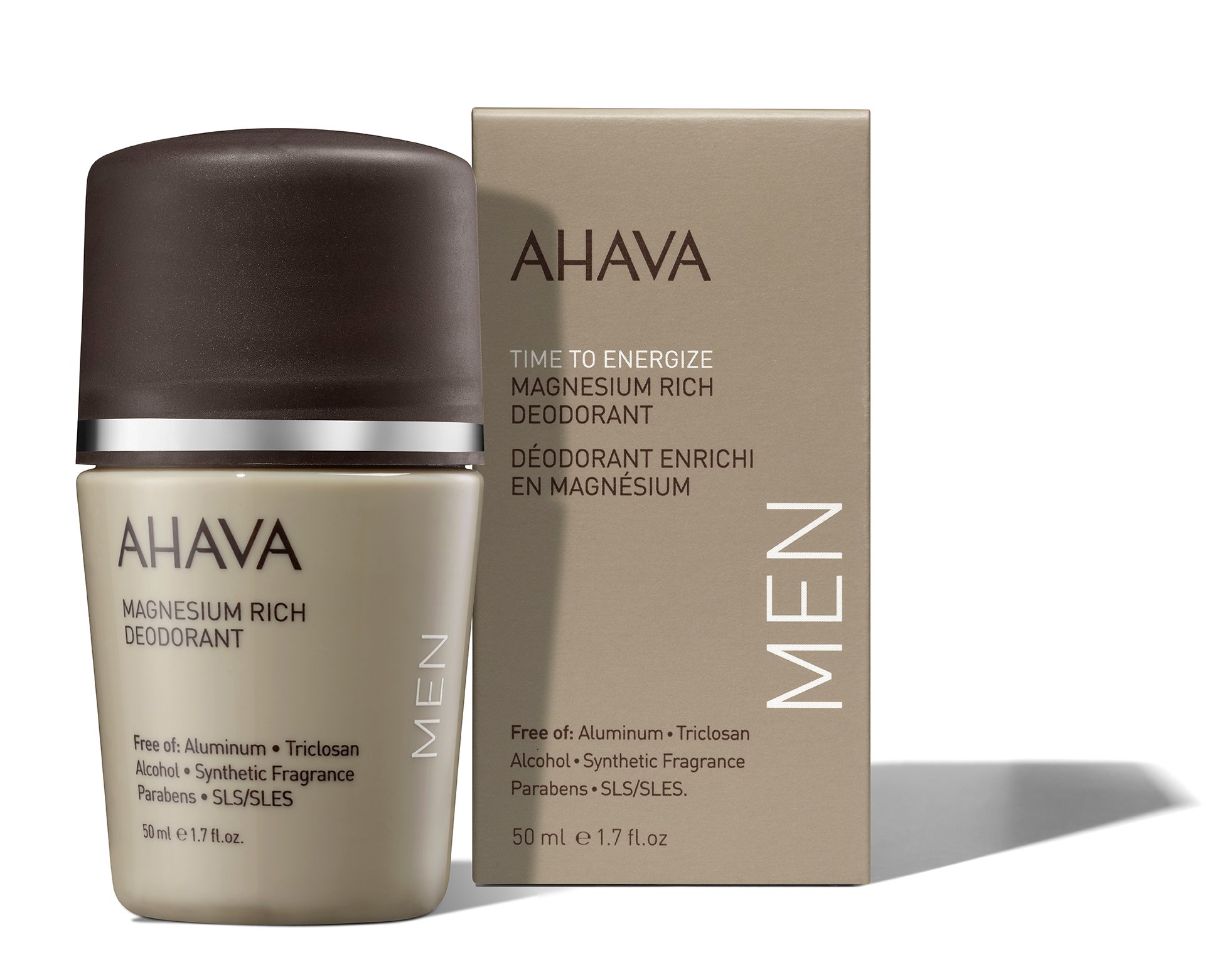 0697045159796 AHAVA Magnesium Rich Deodorant für Männer, 50 ml, alkoholfrei, ohne Aluminium, Parabene und synthetische Duftstoffe.