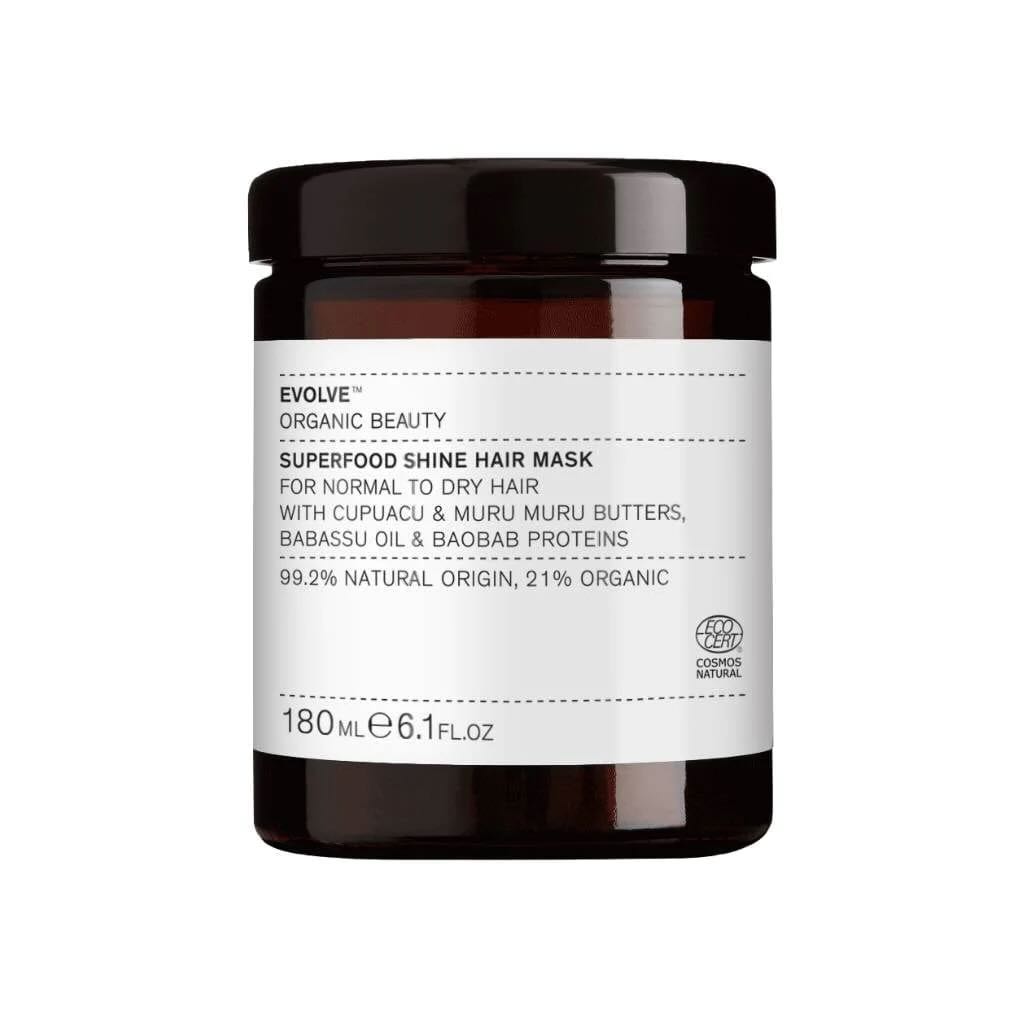 Evolve Superfood Shine Haarmaske für normales bis trockenes Haar, 180 ml, 99,2% natürliche Inhaltsstoffe, Bio.