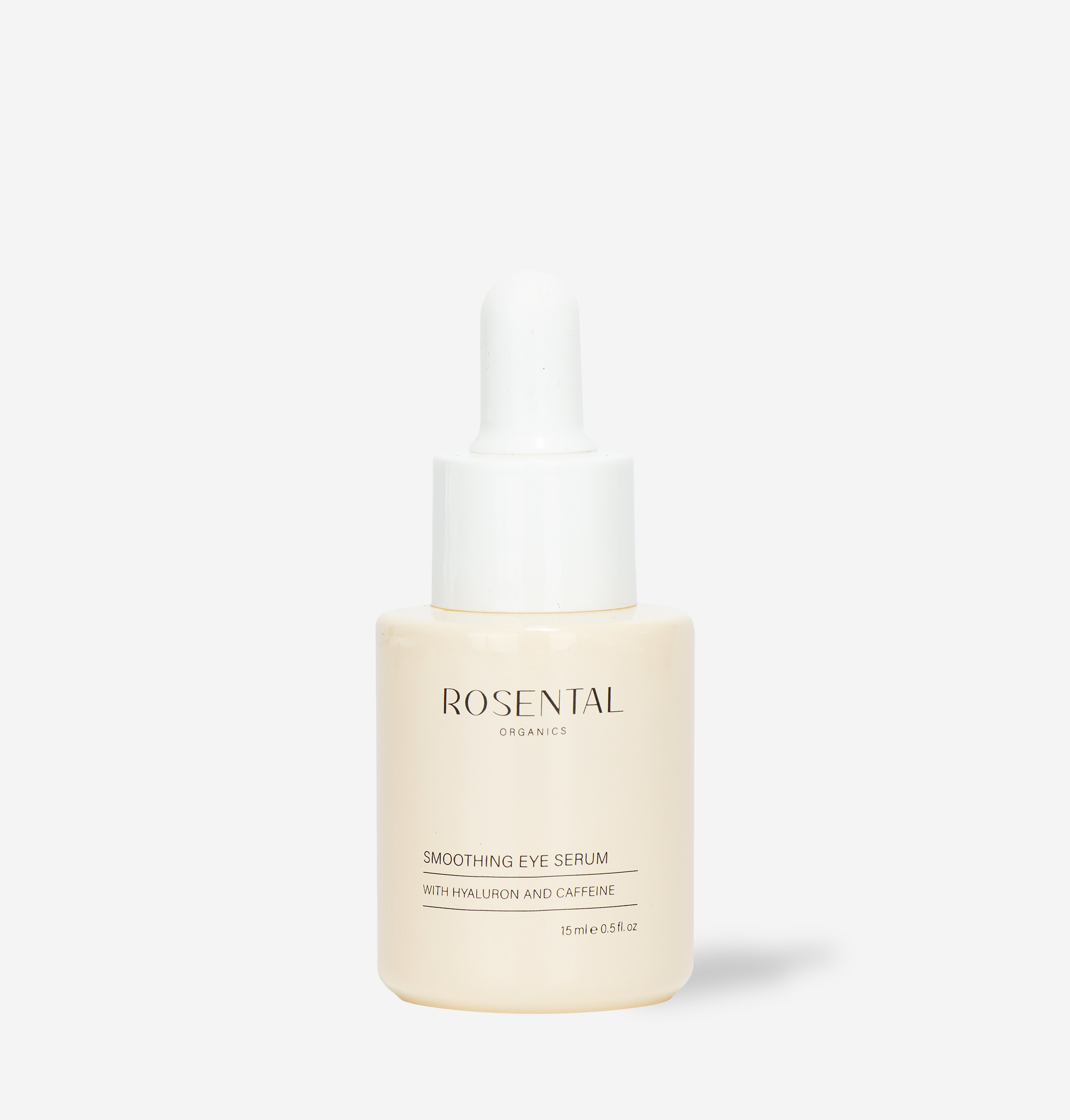Flasche Rosental Organics Smoothing Eye Serum mit Hyaluron und Koffein, 15 ml.