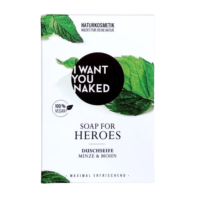 I want you naked SOAP FOR HEROES Savon pour la douche à la menthe & au pavot