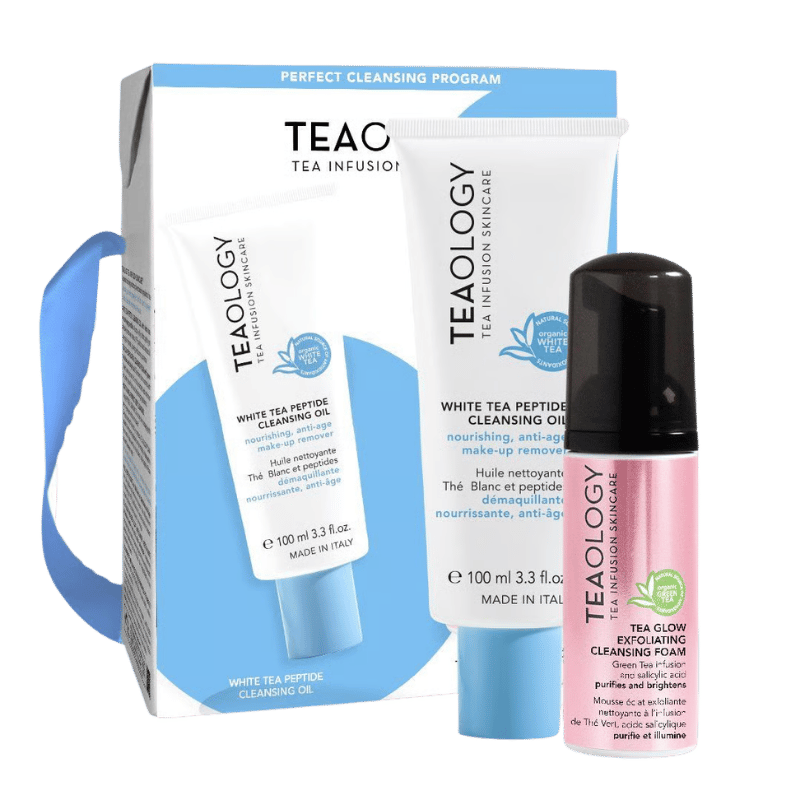 TEAOLOGY KIT - White tea peptide cleansing oil + tea glow foam