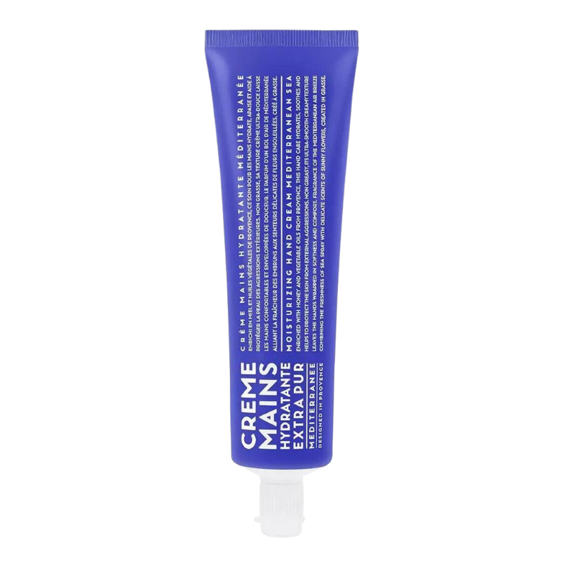 HAND-CREAM-100ML-MEDITERRANEAN-SEA Blaue Tube Handcreme, 100 ml, mediterranes Meer, feuchtigkeitsspendend.