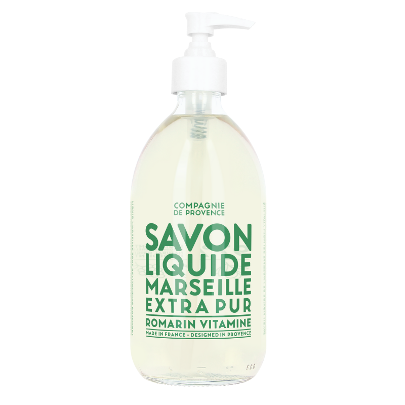 Flasche flüssige Seife Marseille Extra Pur, Rosmarin, 495 ml, von Compagnie de Provence.