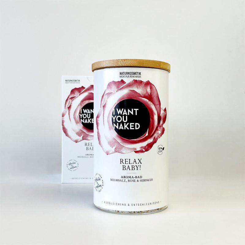 I want you naked RELAX BABY Bain aromatique avec sel marin, rose & hibiscus