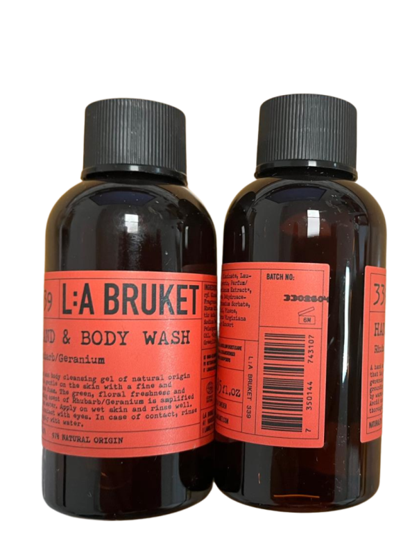 L:A BRUKET No. 339 Hand & Body Wash RHUBARB/GERANIUM 55 ML Reisegröße