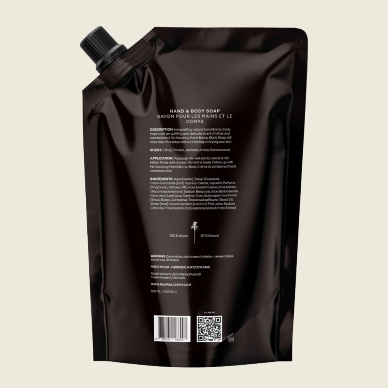 RAAW Alchemy Hand & Body Wash No Vacancy Refill savon liquide