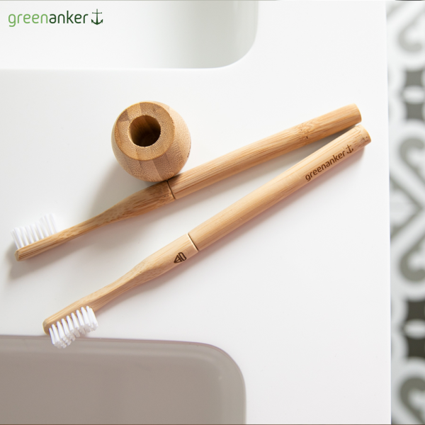 greenanker Ensemble de brosses à dents en bambou lot 2 têtes de rechange