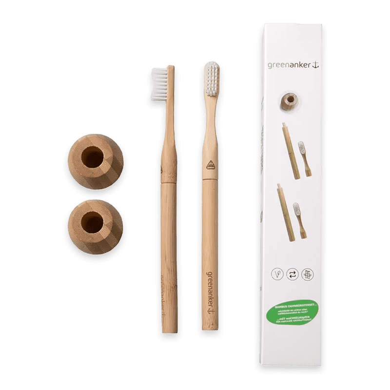 greenanker Ensemble de brosses à dents en bambou lot 2 têtes de rechange