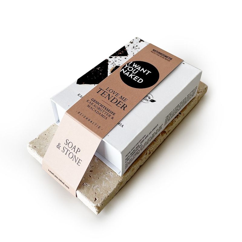 I want you naked SOAP & STONE Naked Stone avec savon pour le visage LOVE ME TENDER