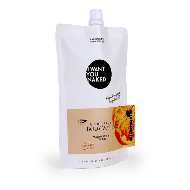 I want you naked GOOD KARMA Body Wash avec Mandarine & laurier 1000ml Refill