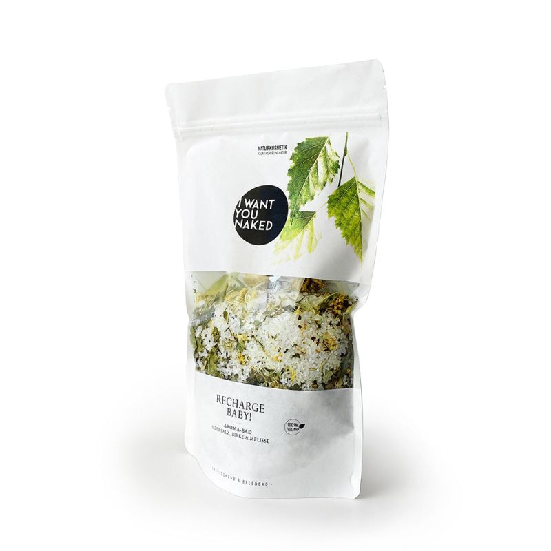 I want you naked RECHARGE BABY Bain aromatique au sel de mer, bouleau et mélisse