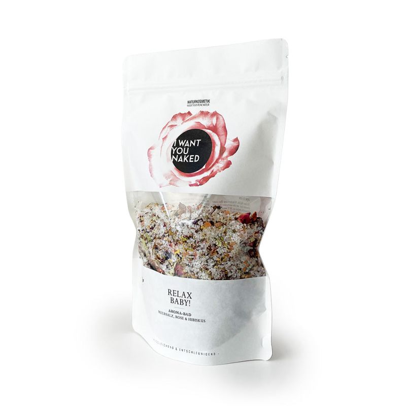 I want you naked RELAX BABY Bain aromatique avec sel marin, rose & hibiscus