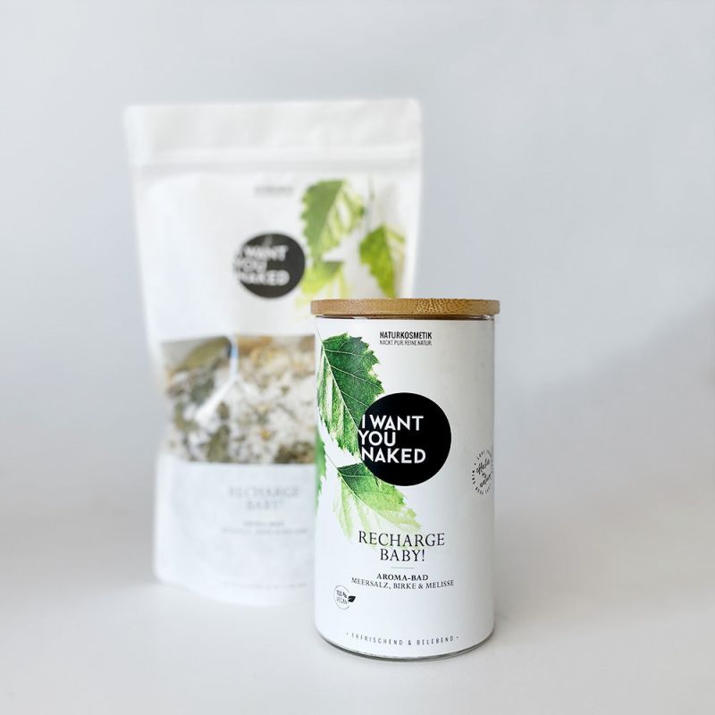 I want you naked RECHARGE BABY Bain aromatique au sel de mer, bouleau et mélisse